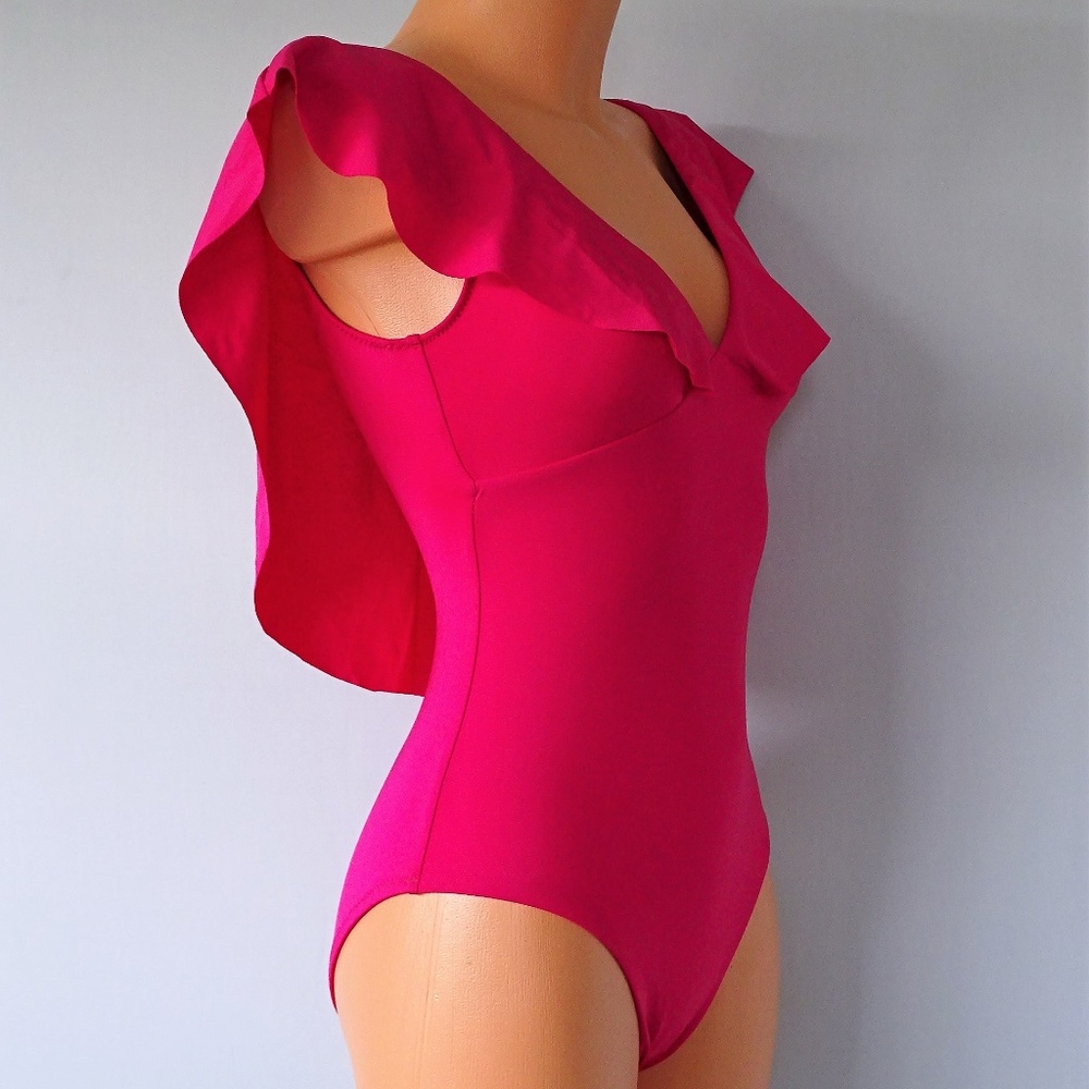 Trina Turk V-Neck Ruffle Sleeve One Piece Swimsuit - Picture 2 of 4
